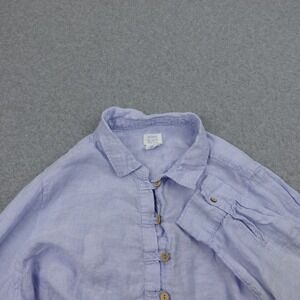 Sigrid Olsen 1X‎ 100% Linen Button Up Shirt Top Blouse Periwinkle Blue Plus Size